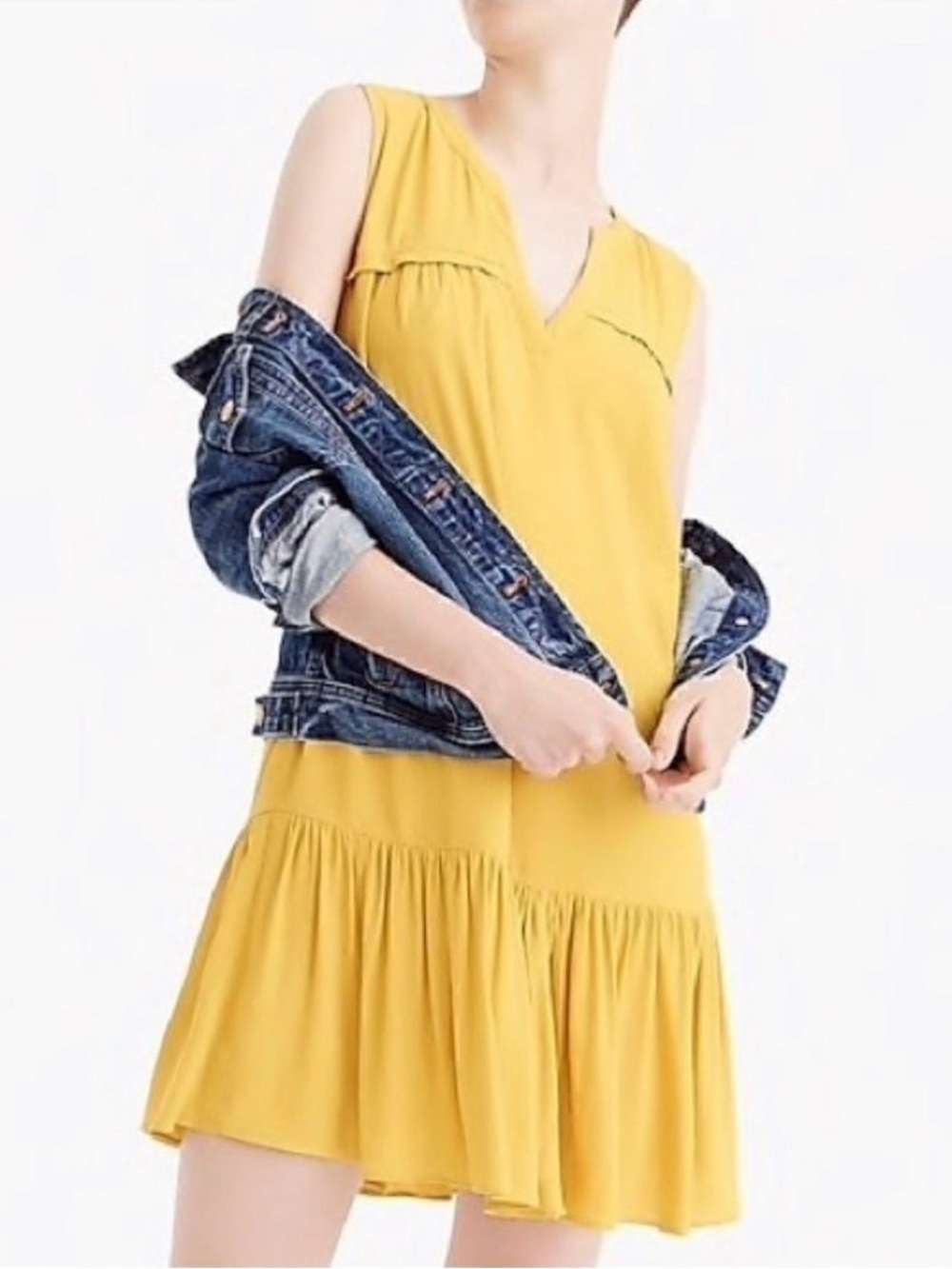 JCrew Sleeveless Shift Dress With Ruffled Hem Size XS